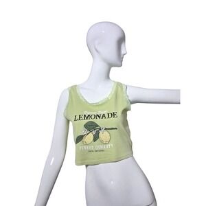 Y2k Vibe N Lace Lemonade Womens size Large Cropped Indie Sleaze Fairygrunge Top
